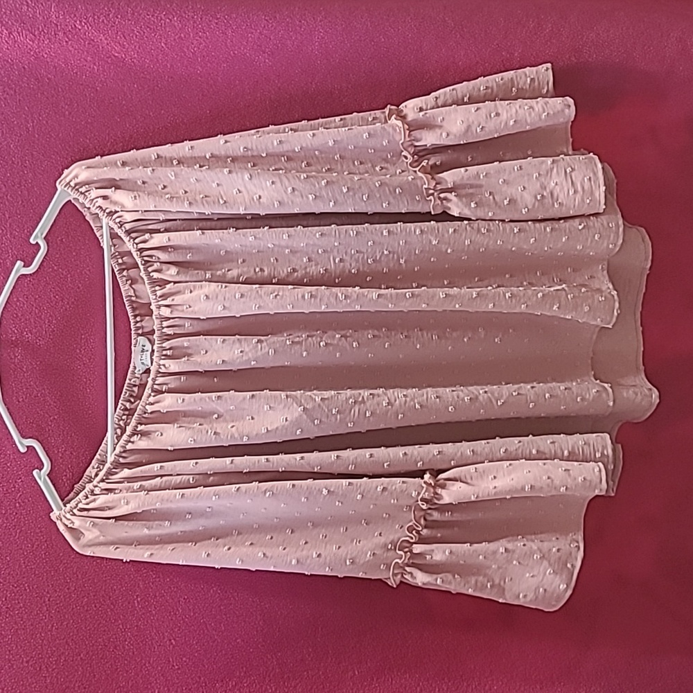 First Love Pink Dot Flare Sleeve Top